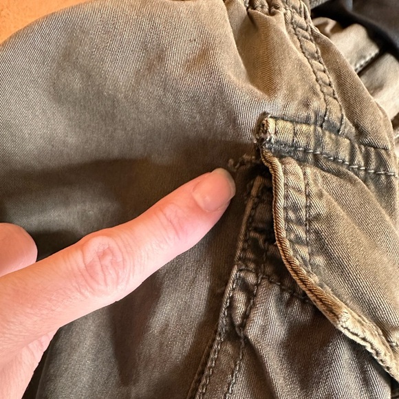 Aritzia Talula Olive Utility Parka Jacket Faux Leather Sleeves Military Army - Picture 10 of 10